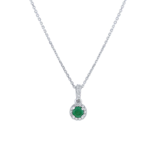 Silver Cupcake Emerald & Diamond Necklace