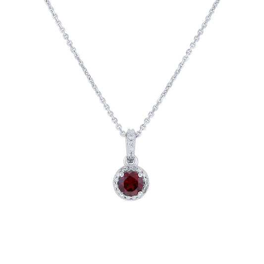 Silver Cupcake Garnet & Diamond Necklace