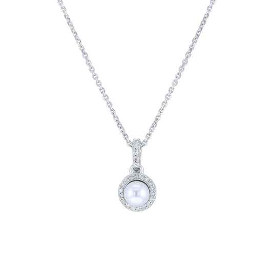 Silver Cupcake Pearl & Diamond Necklace