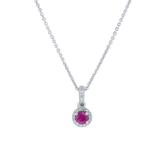 Silver Cupcake Ruby & Diamond Necklace