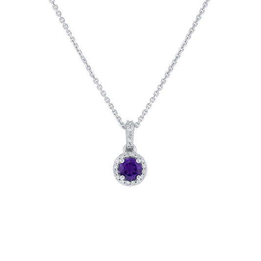 Silver Cupcake Amethyst & Diamond Necklace