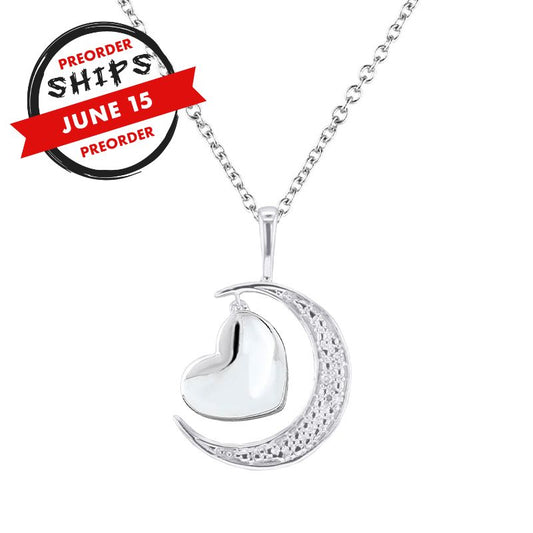Petite Silver Moon and Back Diamond Necklace