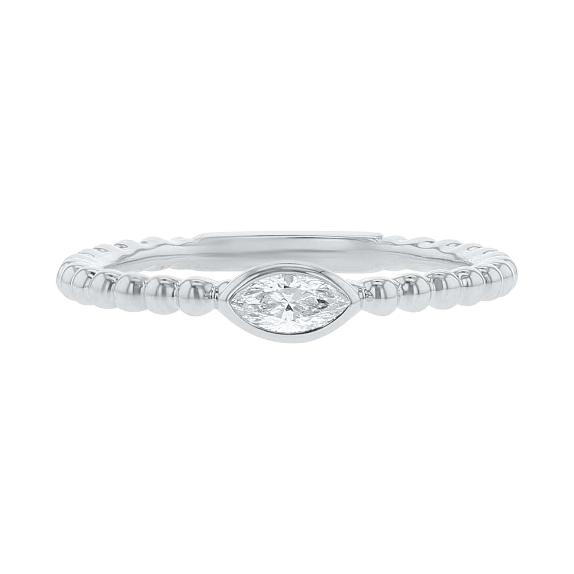 Paloma Marquise Cut Beaded Bezel Diamond Ring