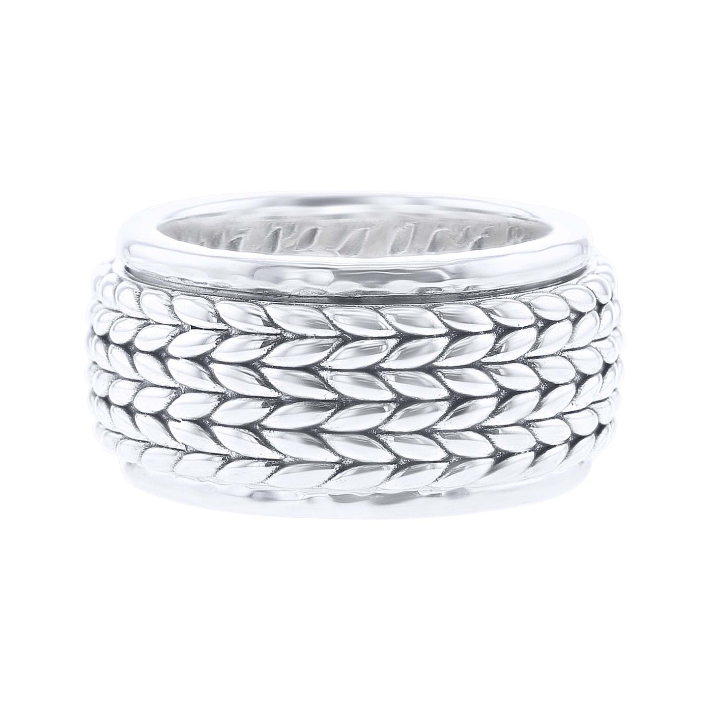 Silver Basketweave Spinner Ring