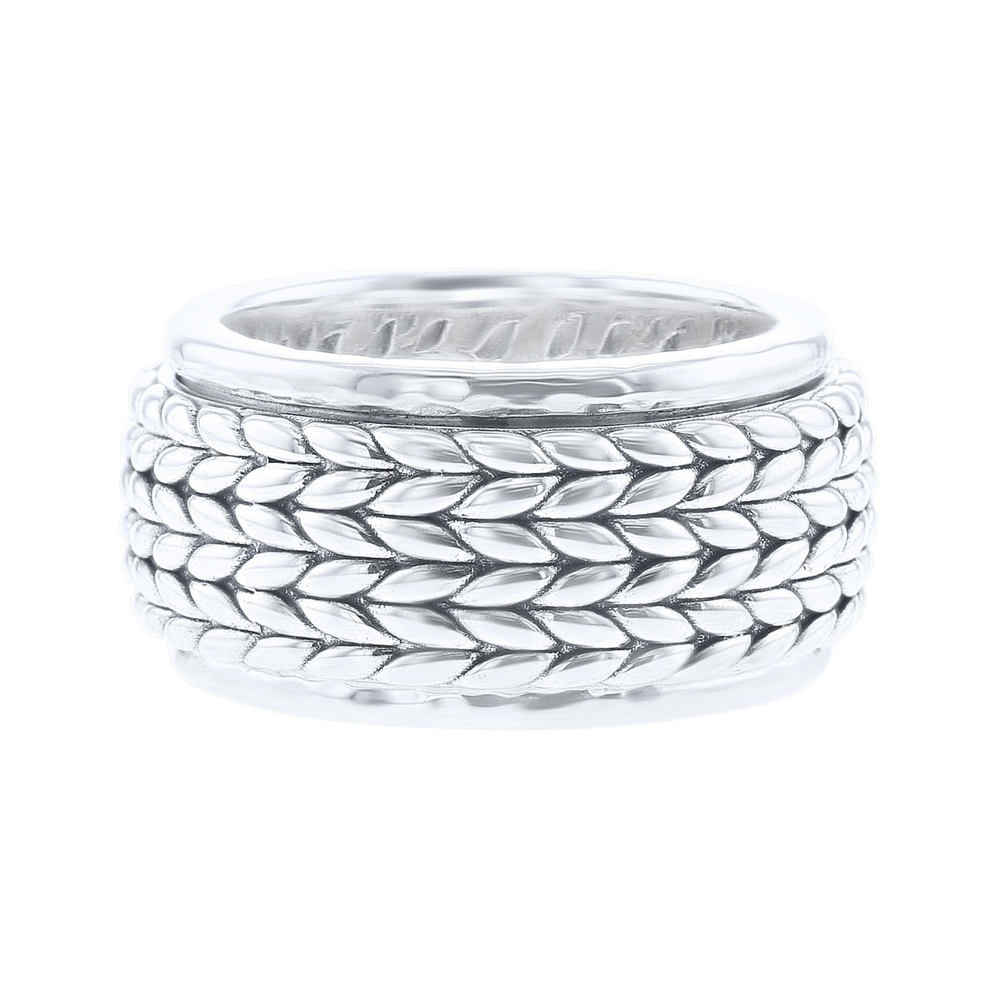 Silver Basketweave Spinner Ring