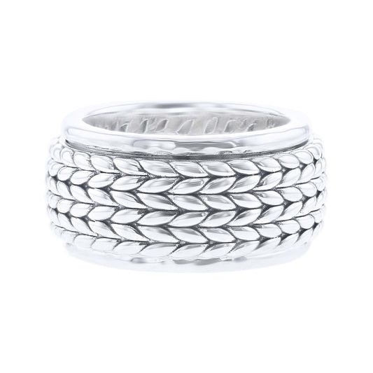 Silver Basketweave Spinner Ring