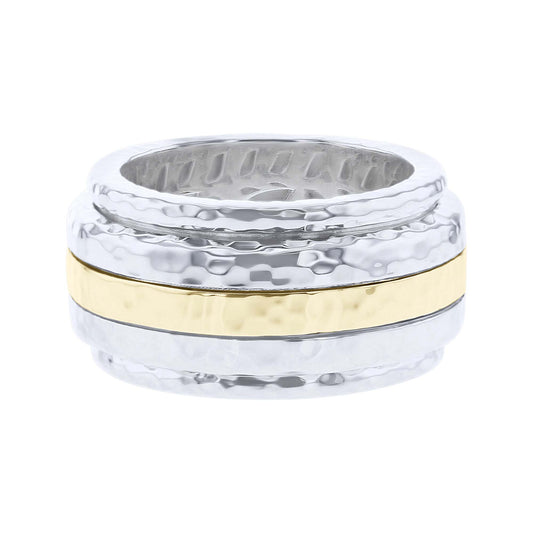 Silver Hammered Spinner Ring
