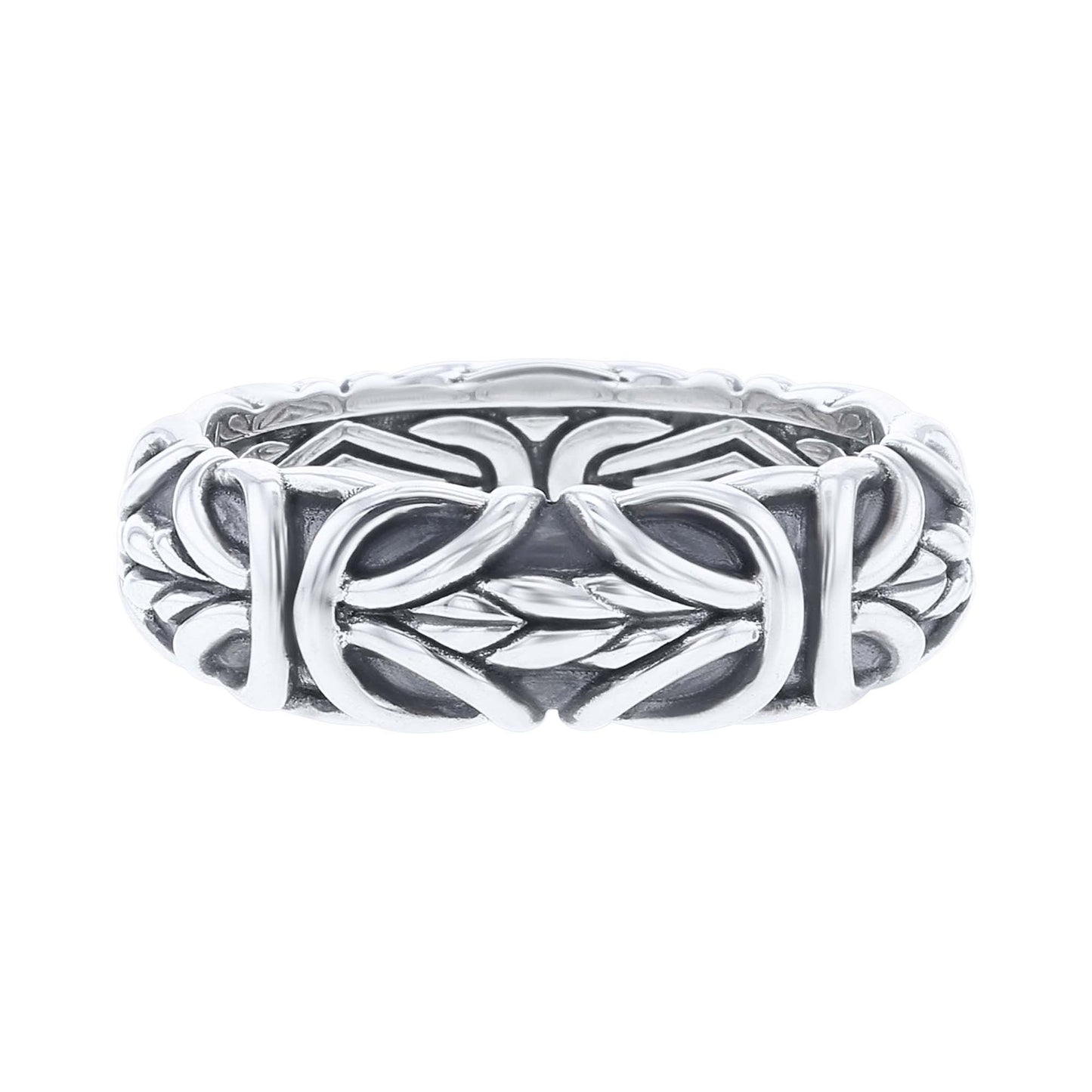 Silver Byzantine and Basketweave Ring