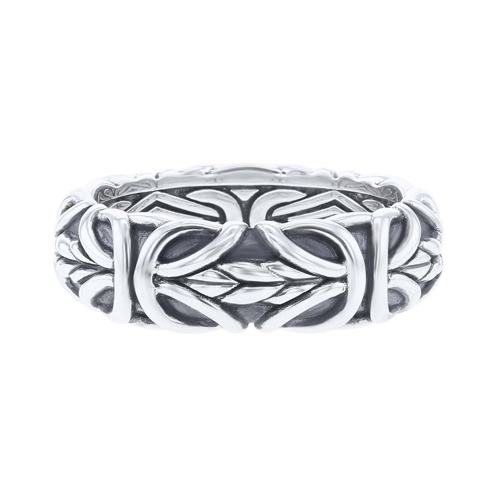 Silver Byzantine and Basketweave Ring