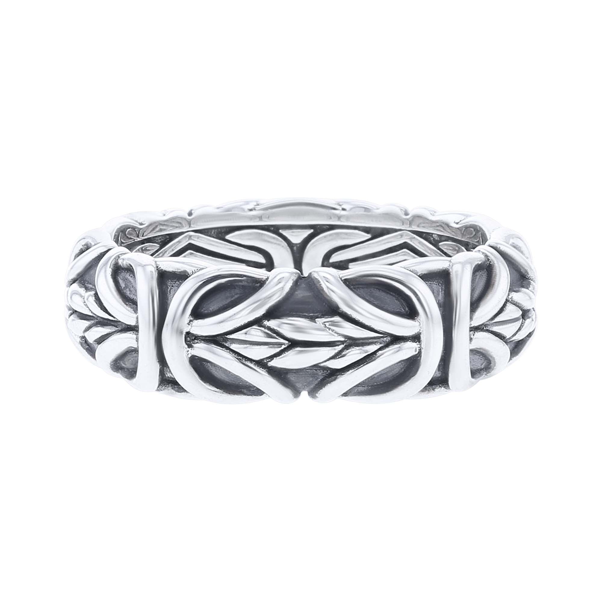 Silver Byzantine and Basketweave Ring
