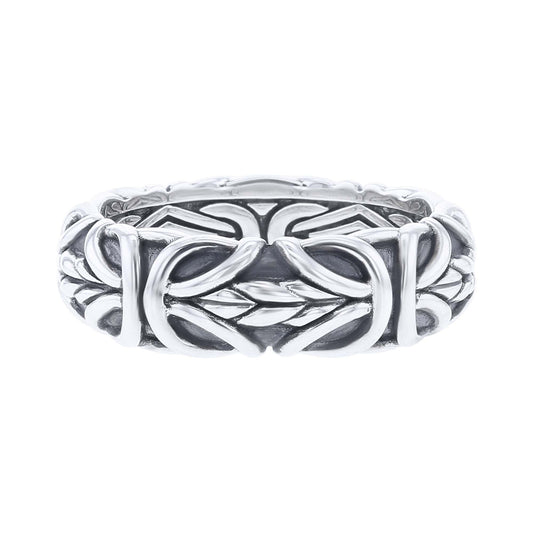 Silver Byzantine and Basketweave Ring