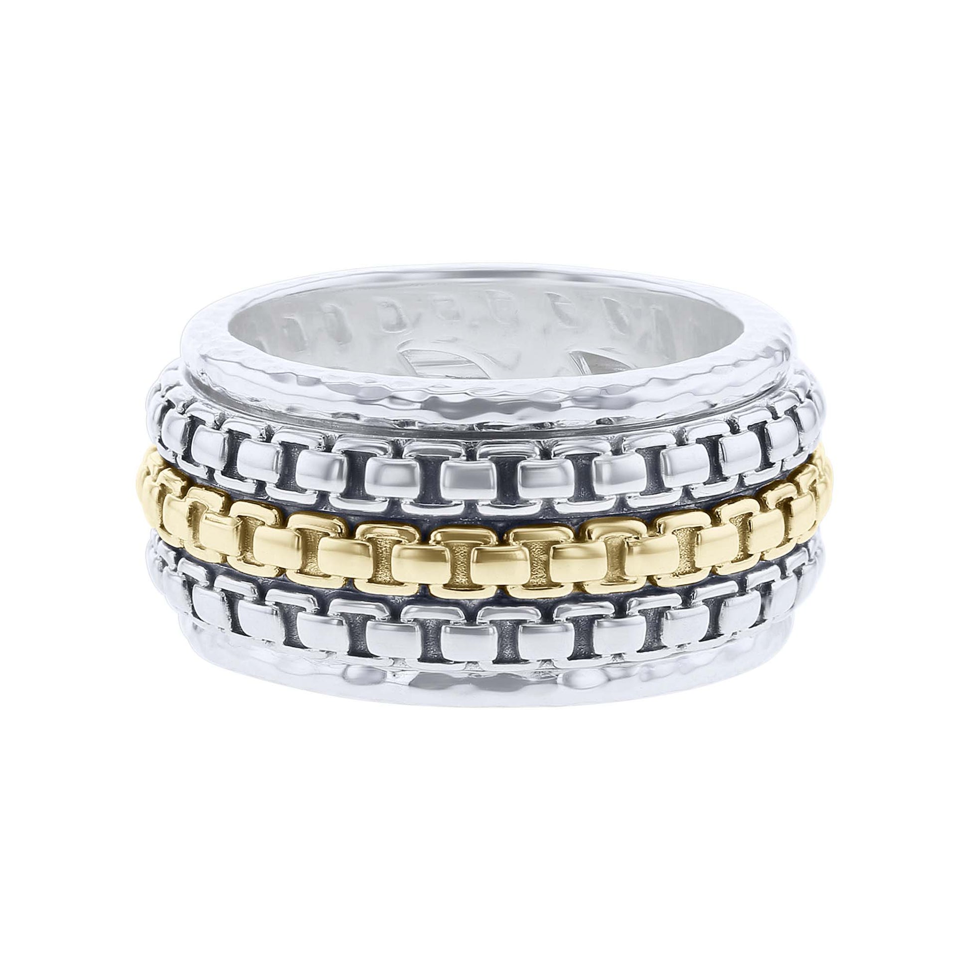 Silver Triple Box Chain Spinner Ring