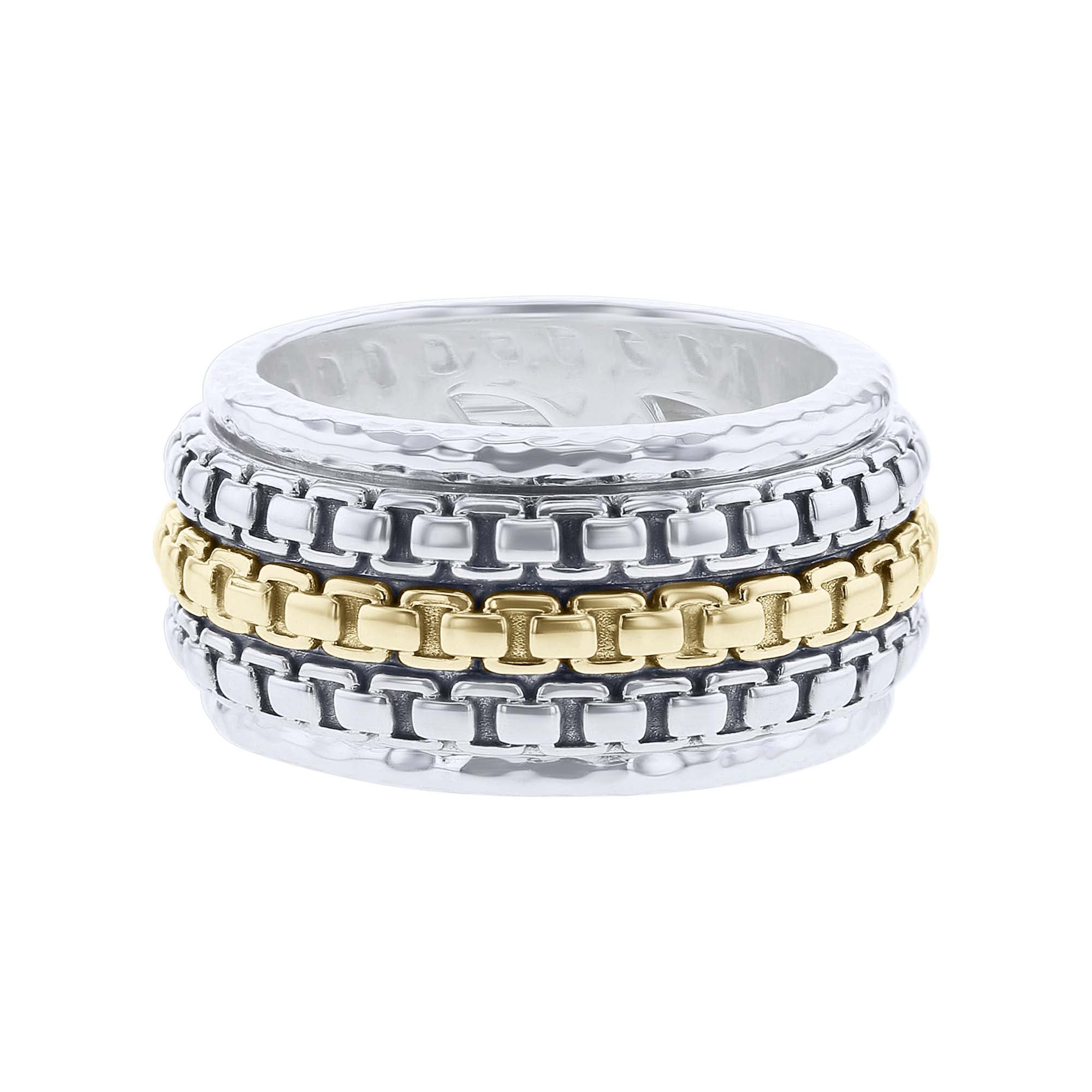 Silver Triple Box Chain Spinner Ring
