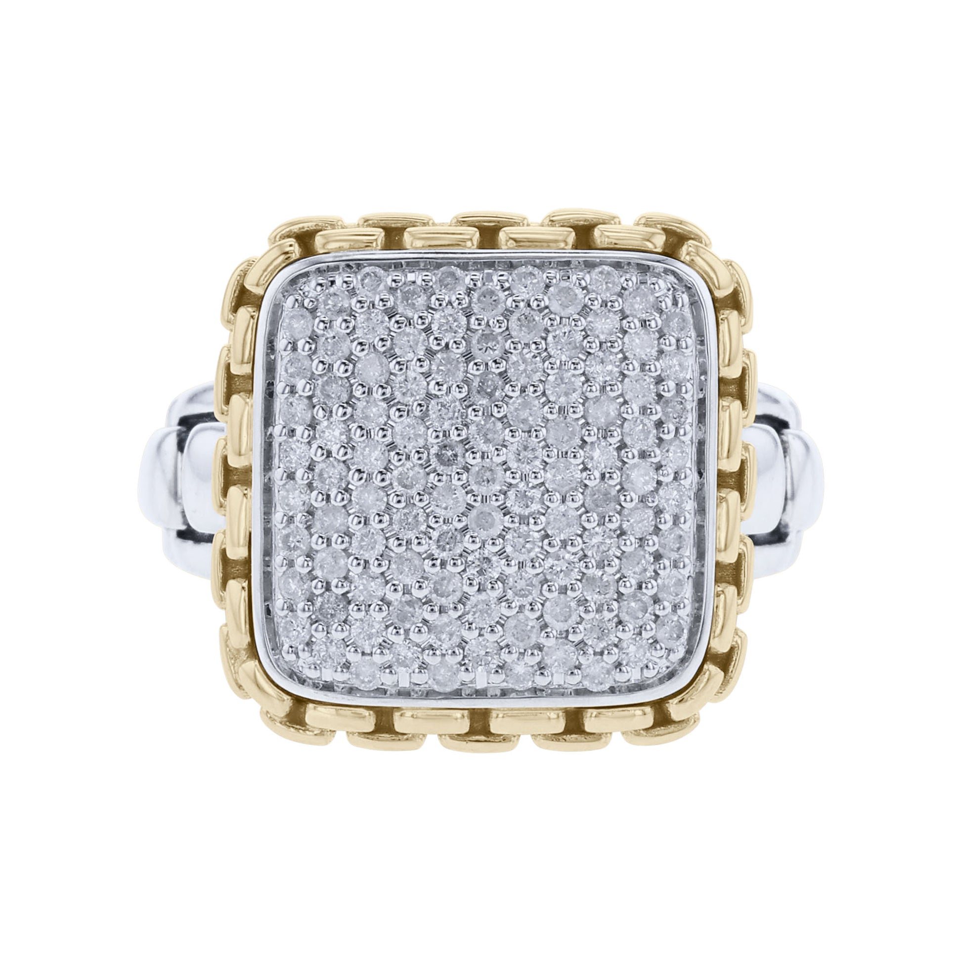 Cruz Silver & Gold Pave Diamond Ring