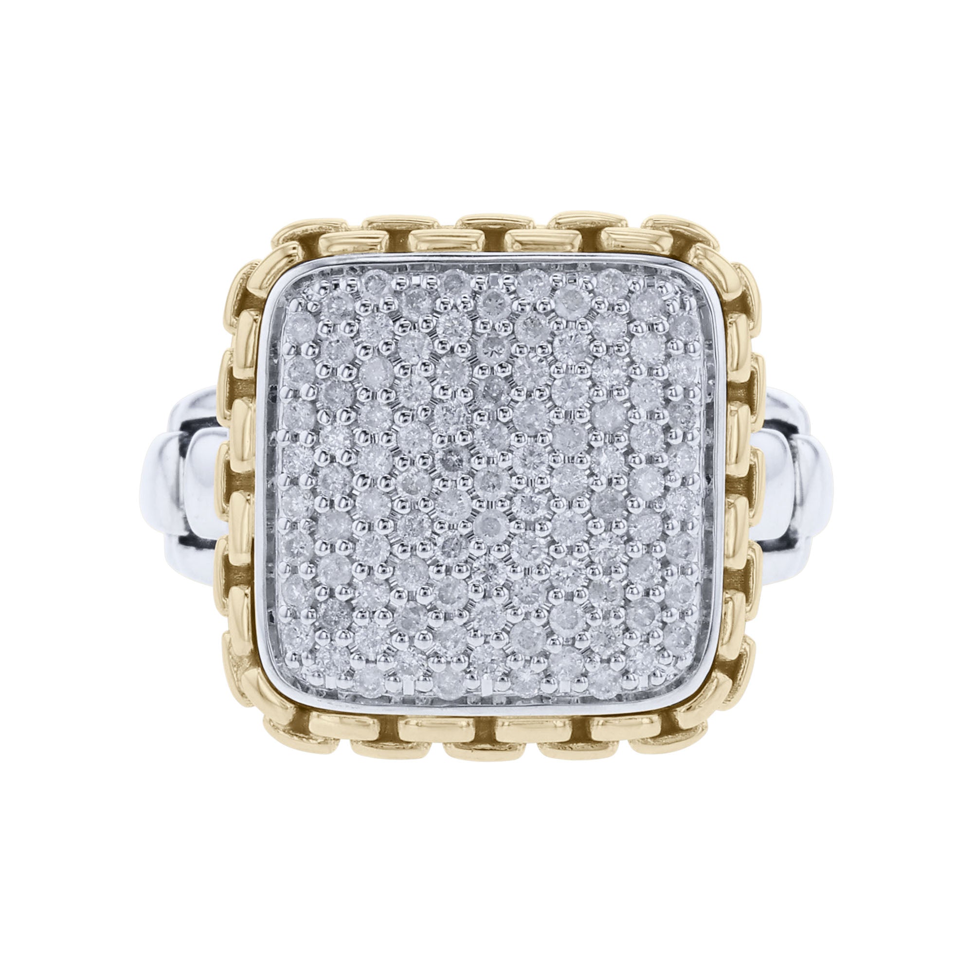 Cruz Silver & Gold Pave Diamond Ring