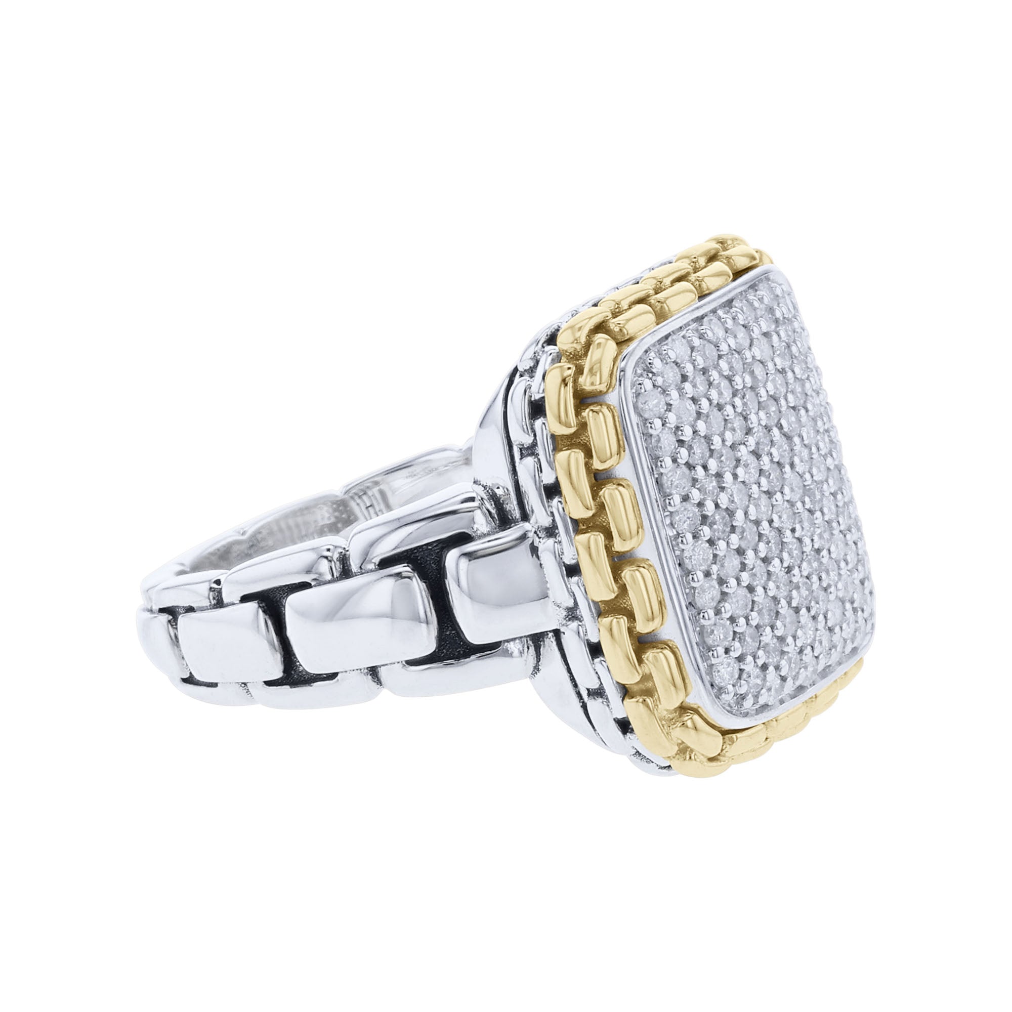 Cruz Silver & Gold Pave Diamond Ring