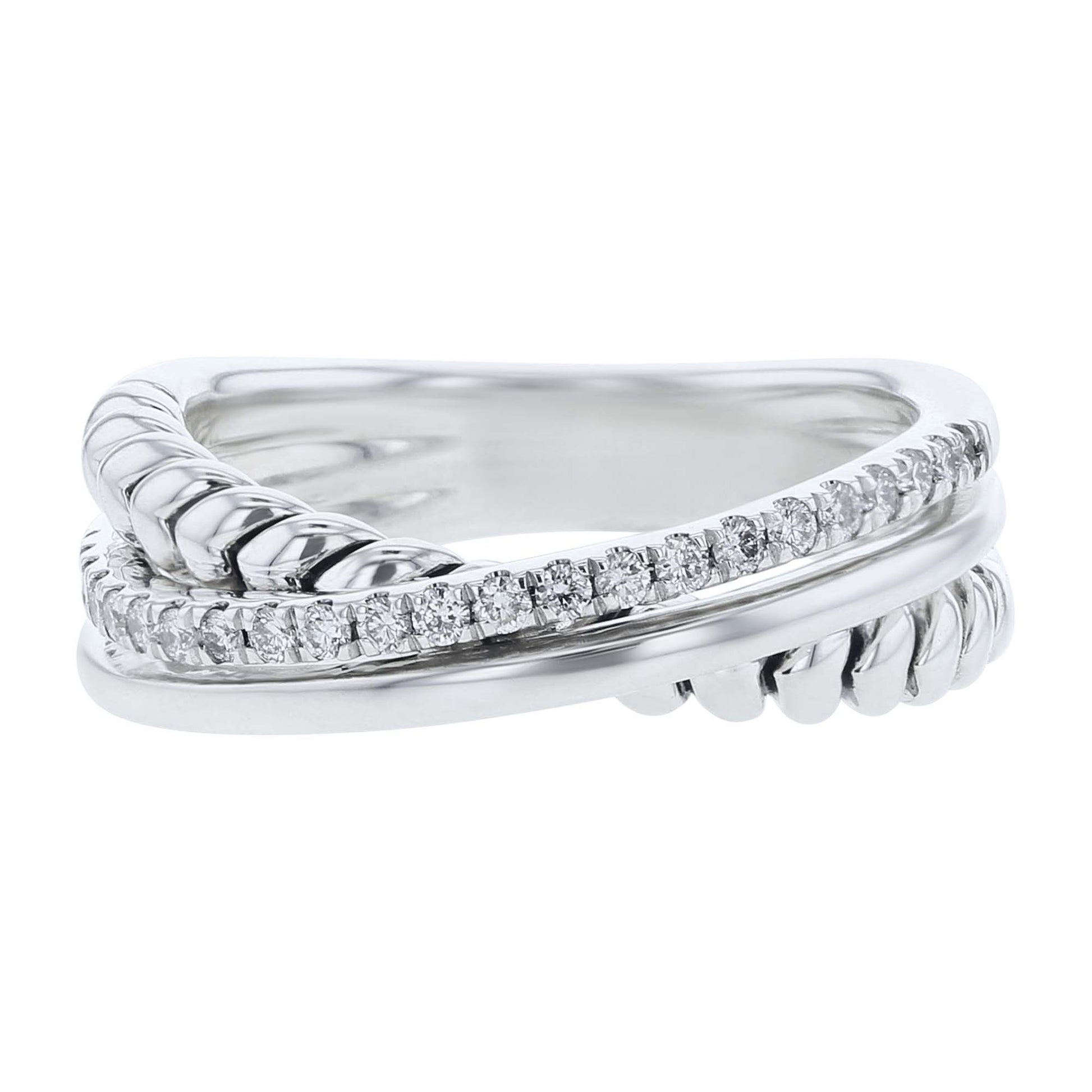 Silver Sloane Criss Cross Diamond Ring