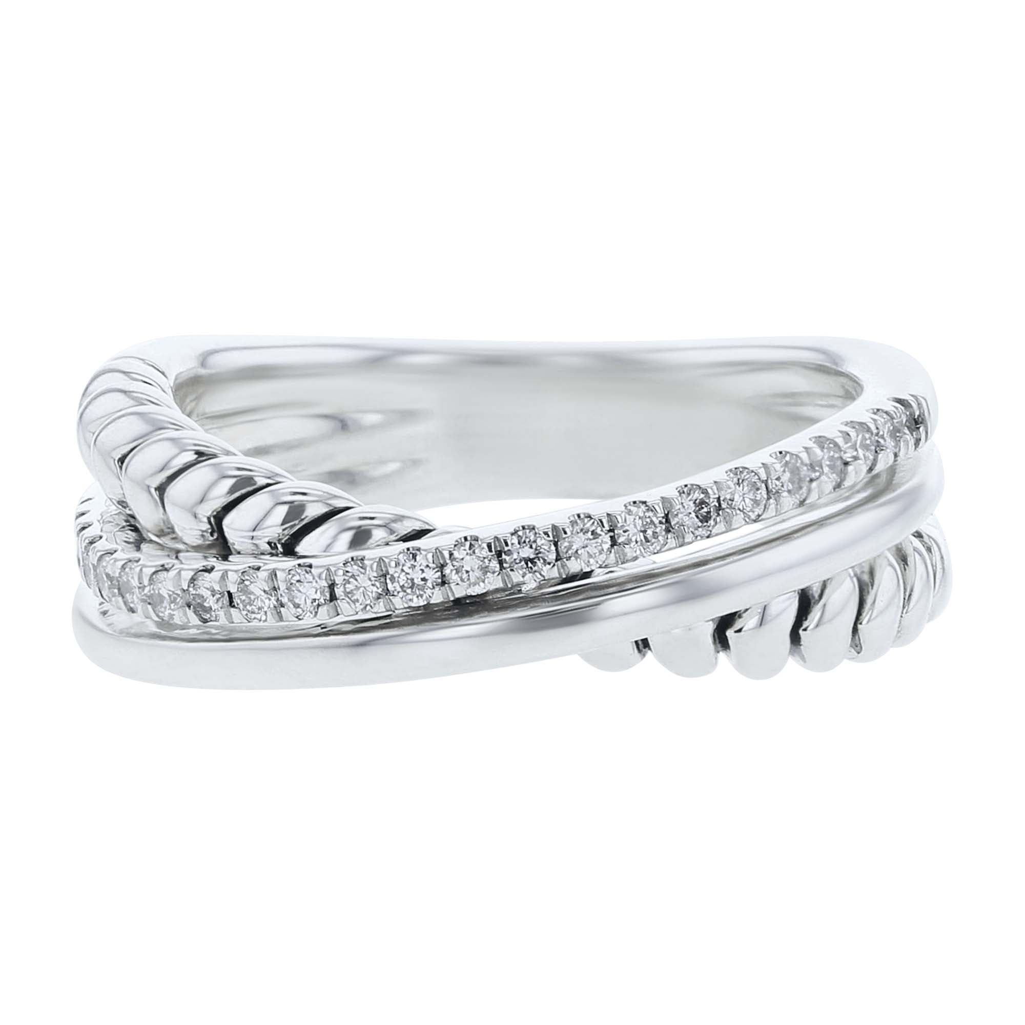Silver Sloane Criss Cross Diamond Ring