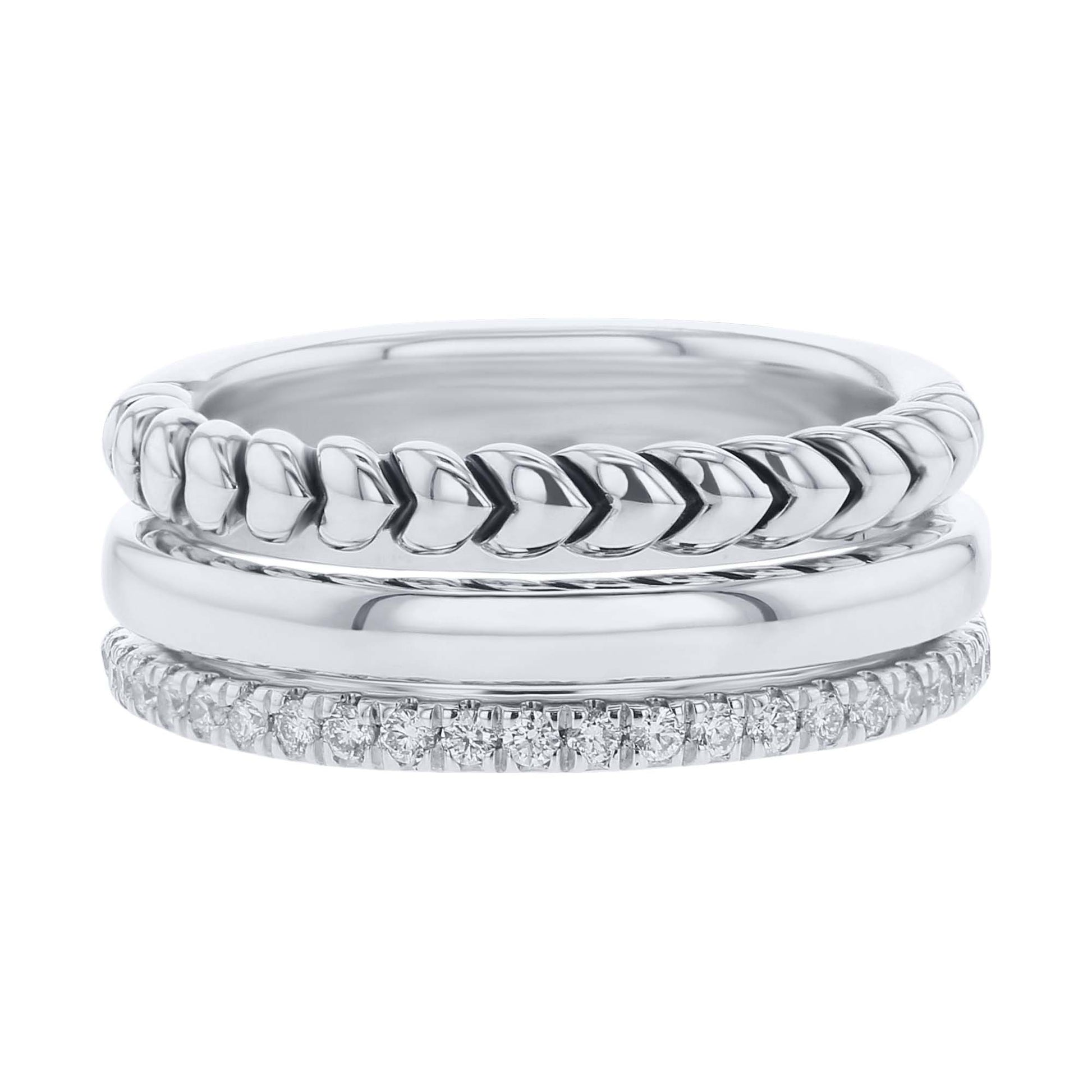 Silver Sloane Stacked Diamond Ring