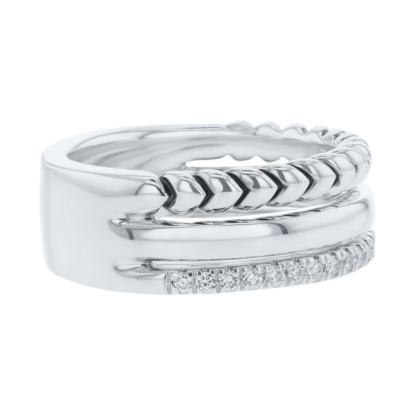 Silver Sloane Stacked Diamond Ring