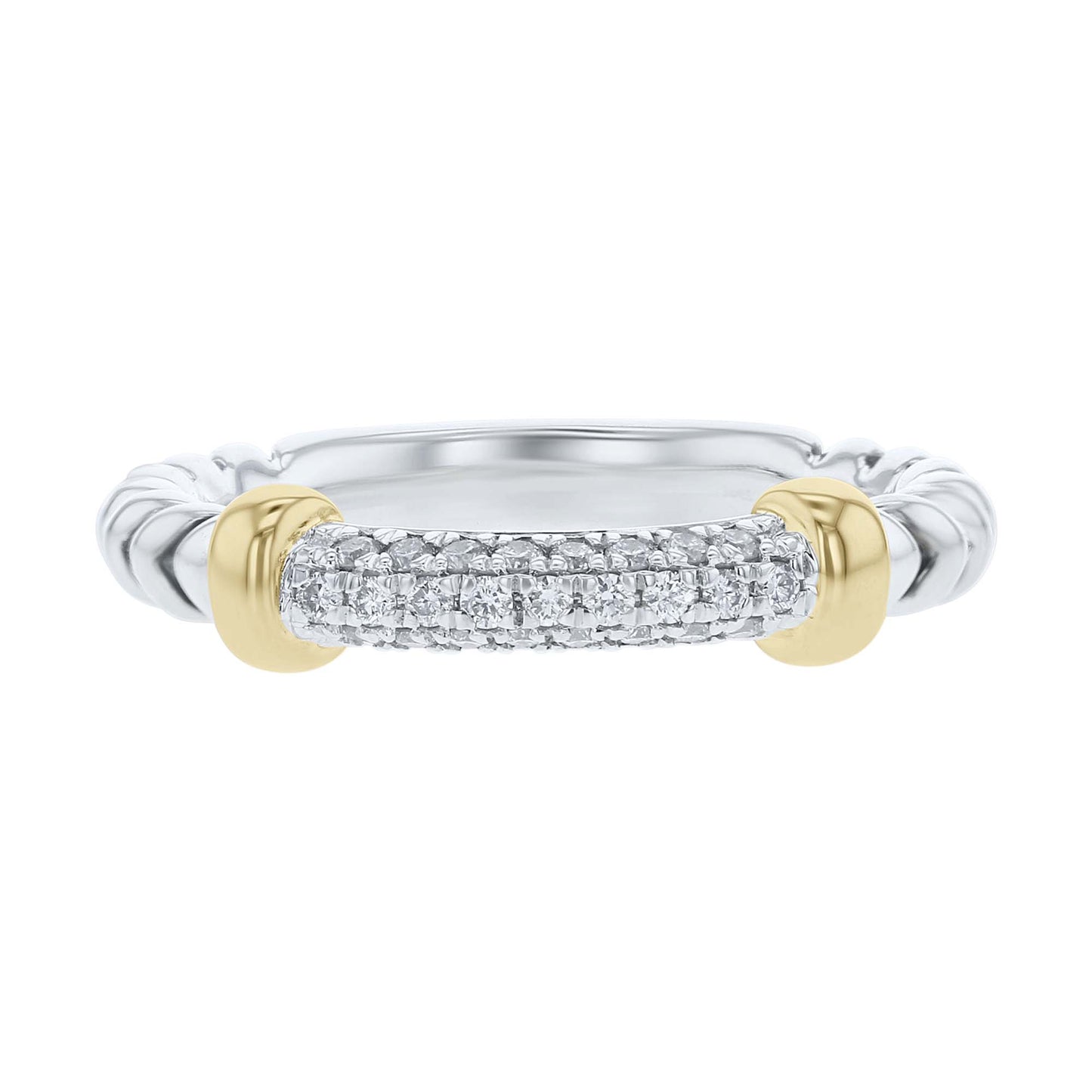 Silver Sloane Pave Bar Diamond Ring