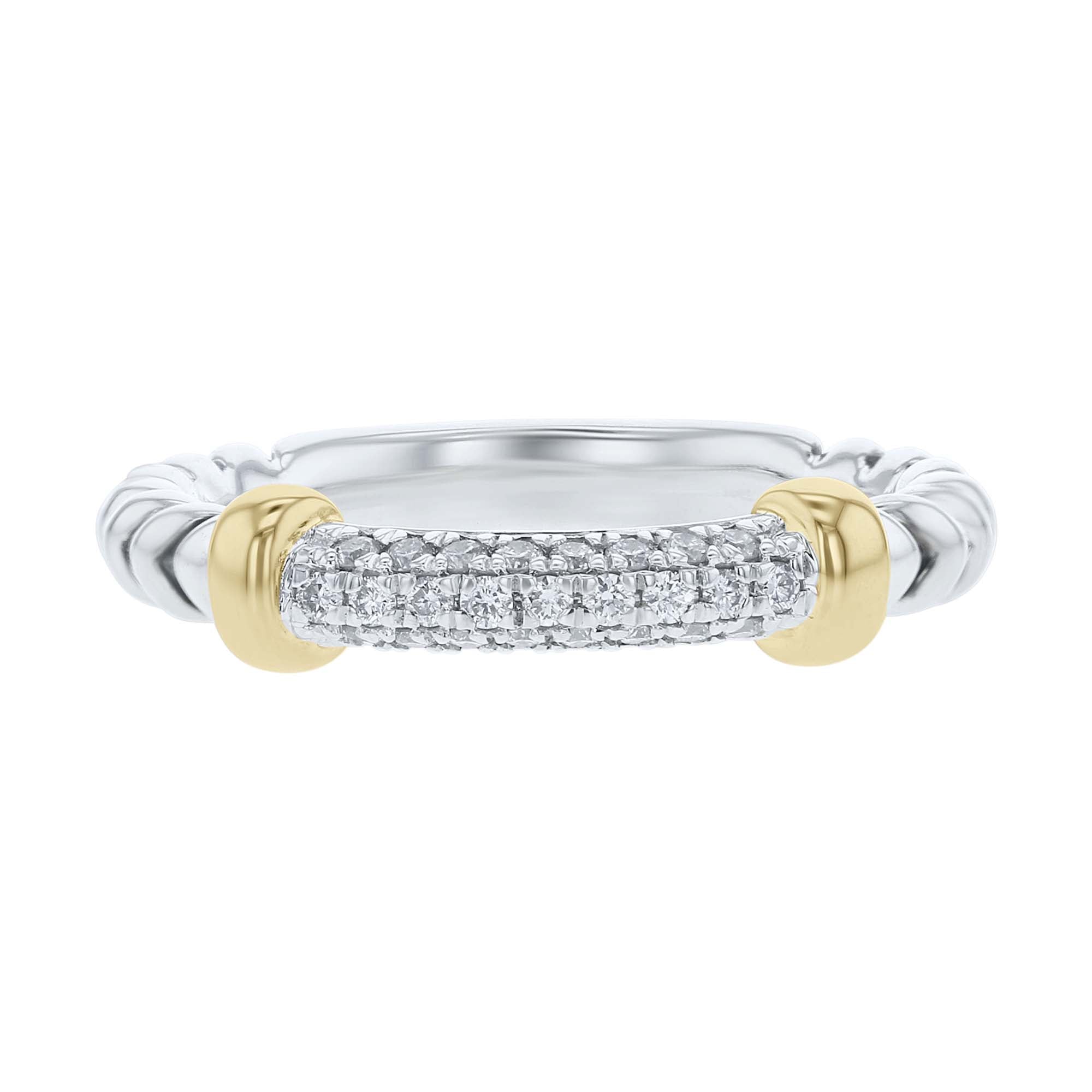Silver Sloane Pave Bar Diamond Ring