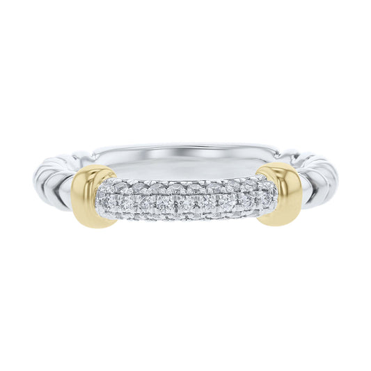 Silver Sloane Pave Bar Diamond Ring