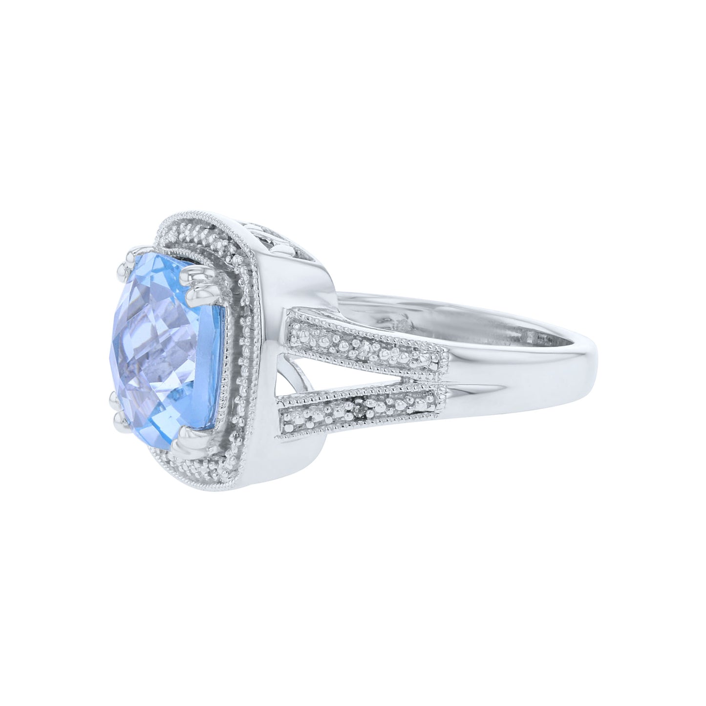 blue topaz silver ring side view