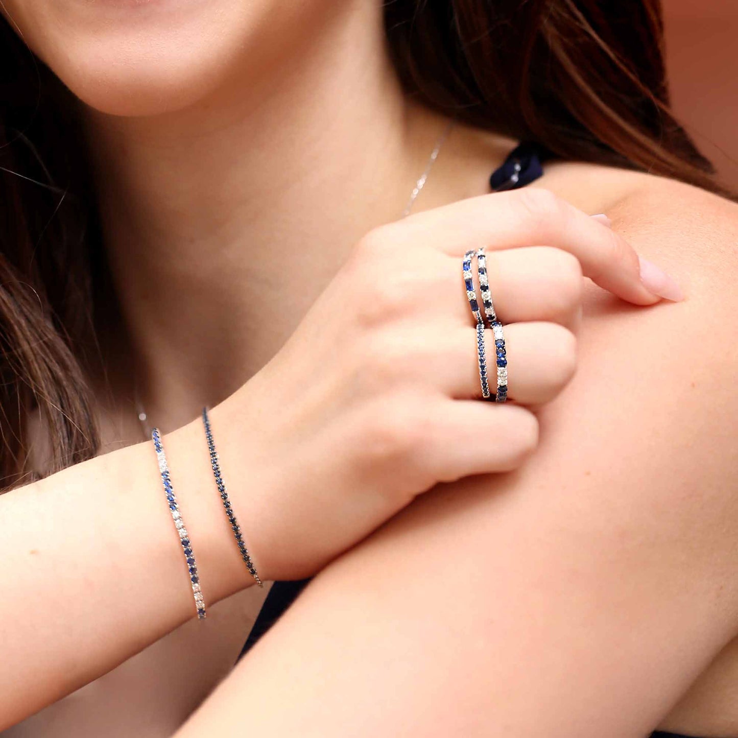 Stephanie Diamond and Sapphire Ring