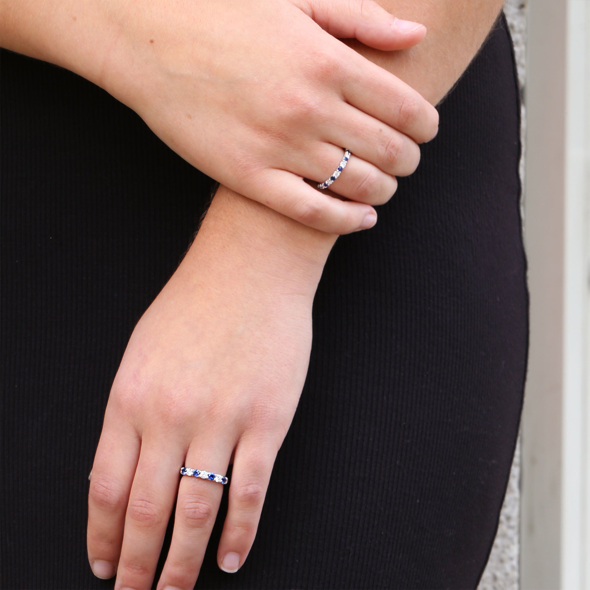 Jasmine Blue Sapphire and Diamond Wedding Ring