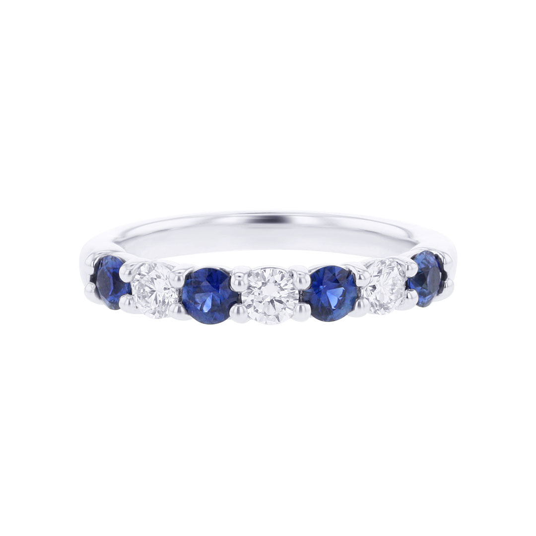 Jasmine Blue Sapphire and Diamond Wedding Ring