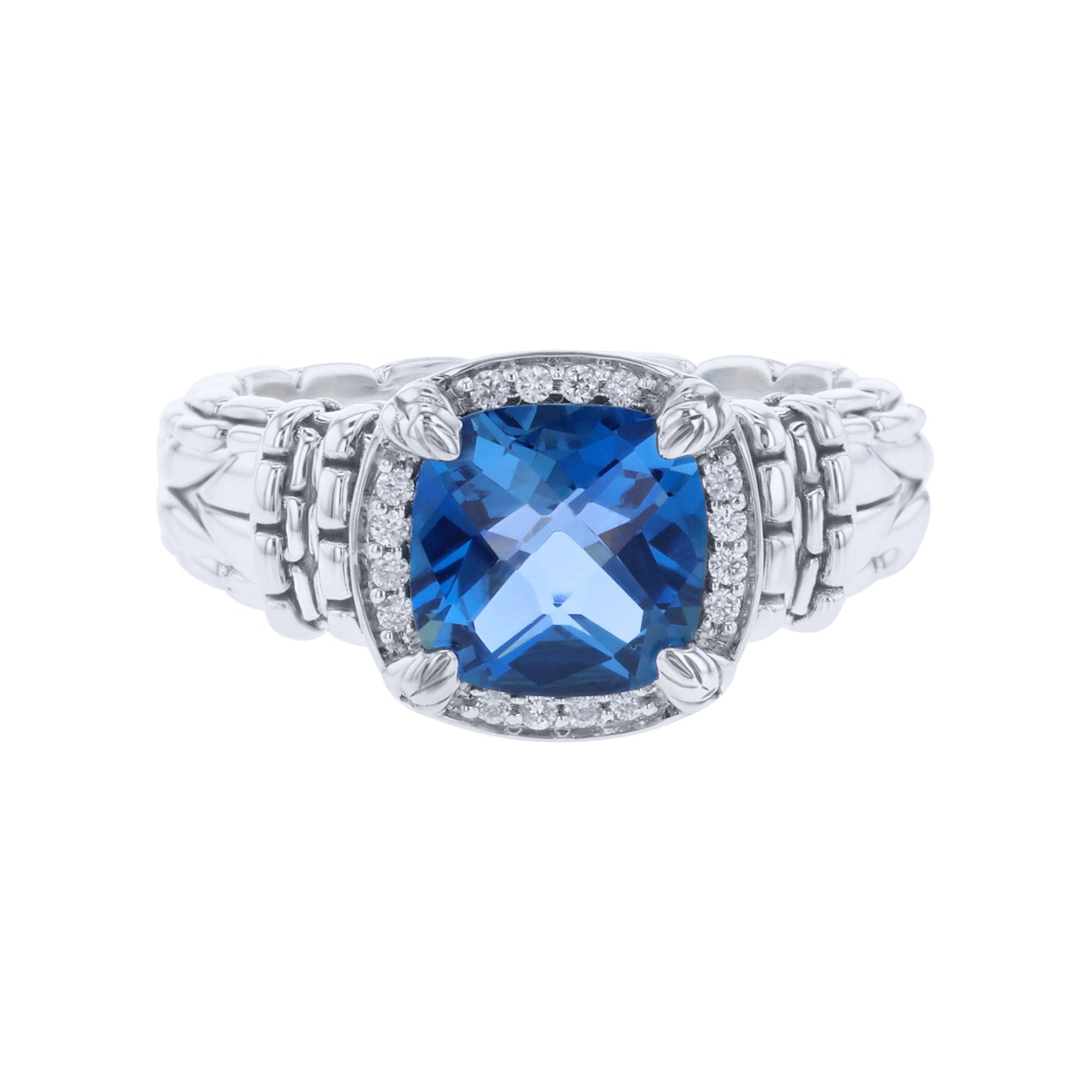 Silver Carys Blue Topaz & Diamond Ring