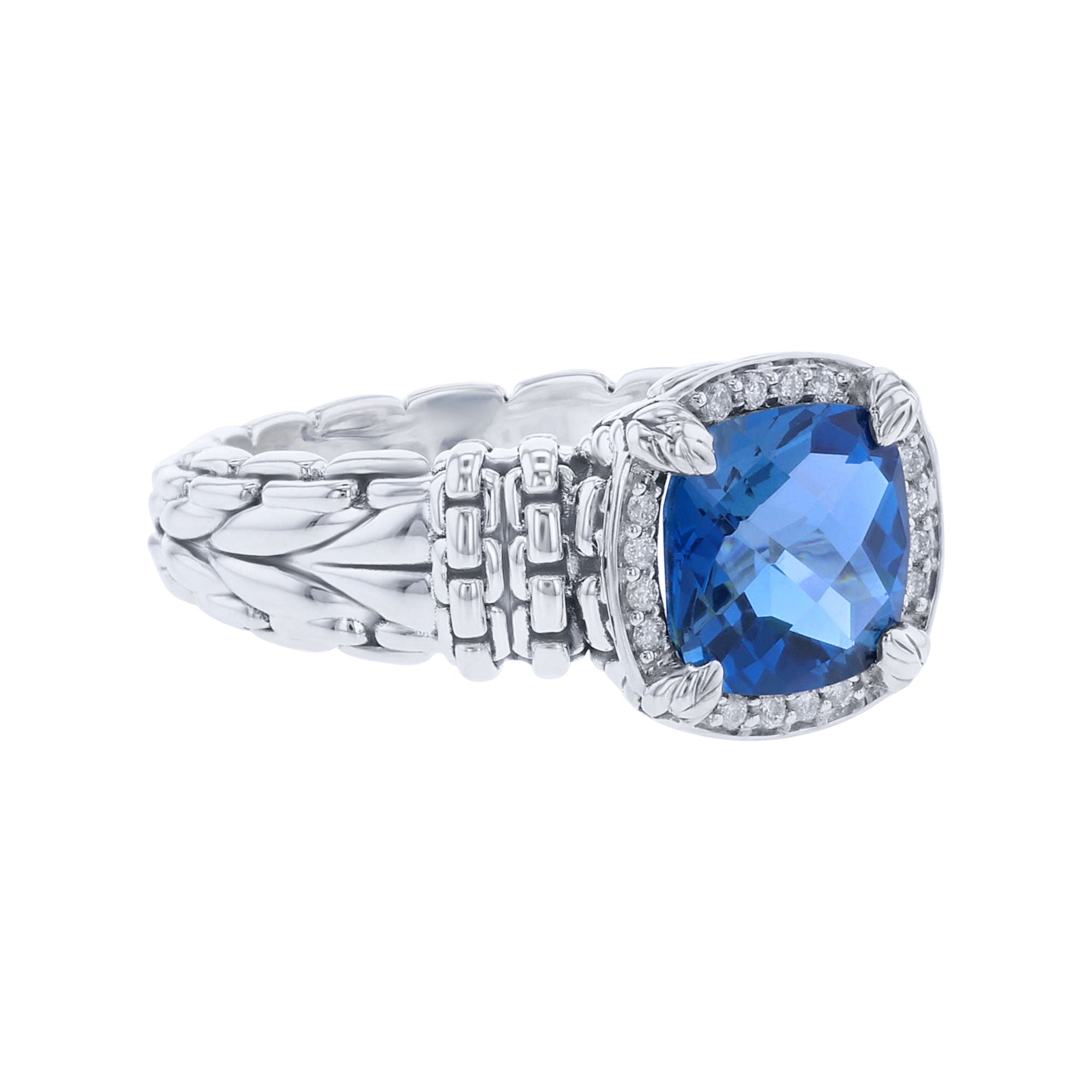 Silver Carys Blue Topaz & Diamond Ring