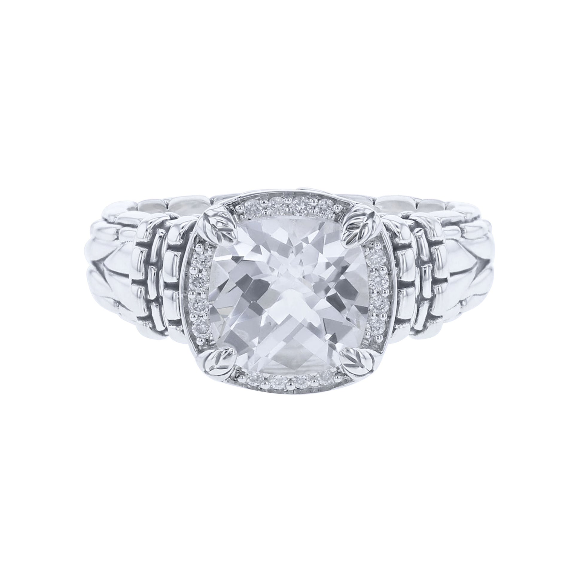 Silver Meera White Topaz & Diamond Ring