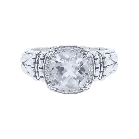 Silver Meera White Topaz & Diamond Ring