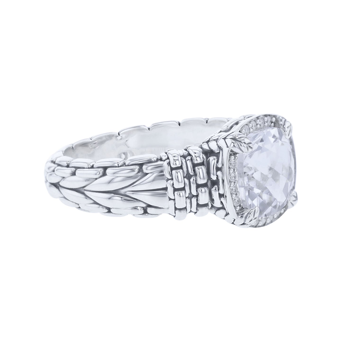 Silver Meera White Topaz & Diamond Ring