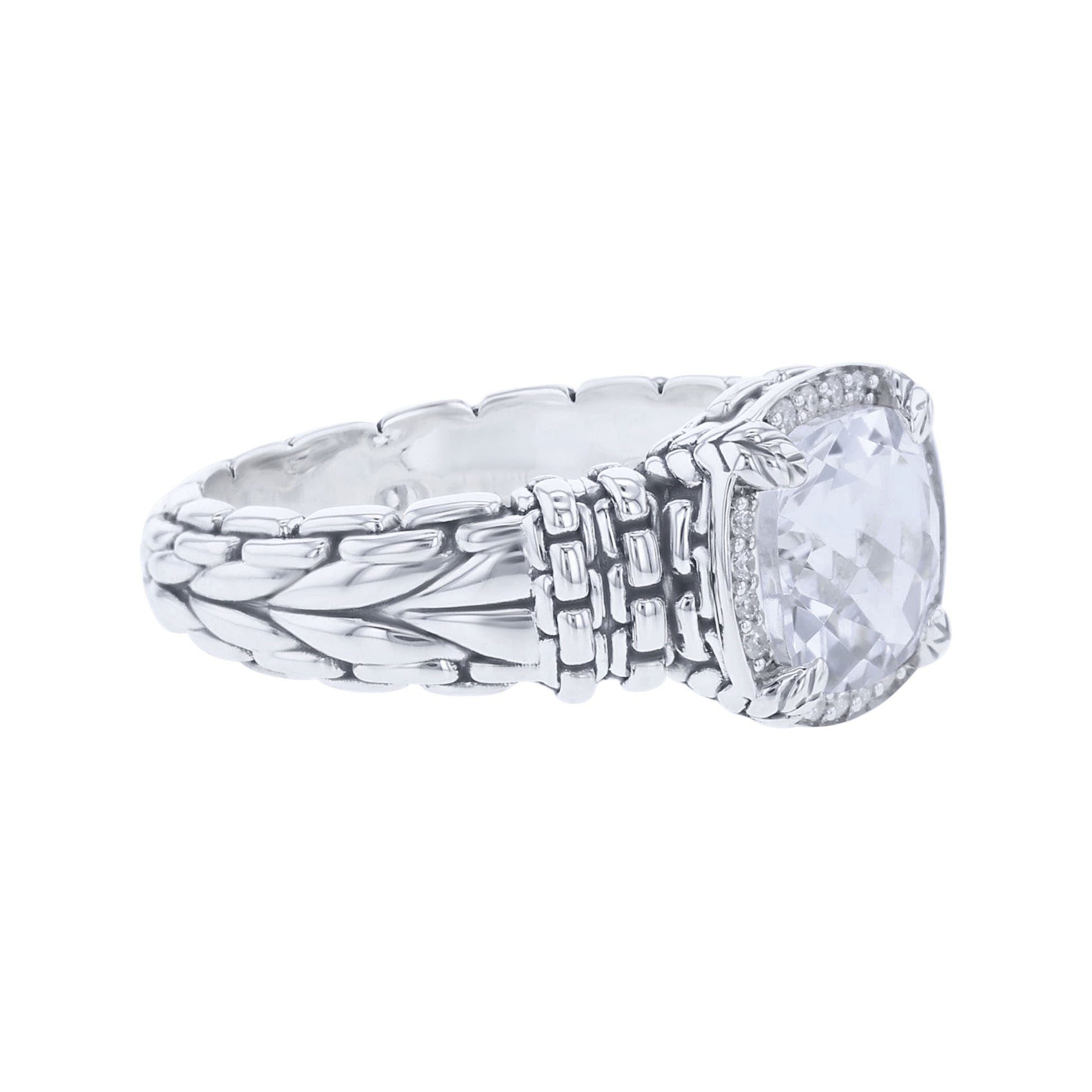 Silver Meera White Topaz & Diamond Ring