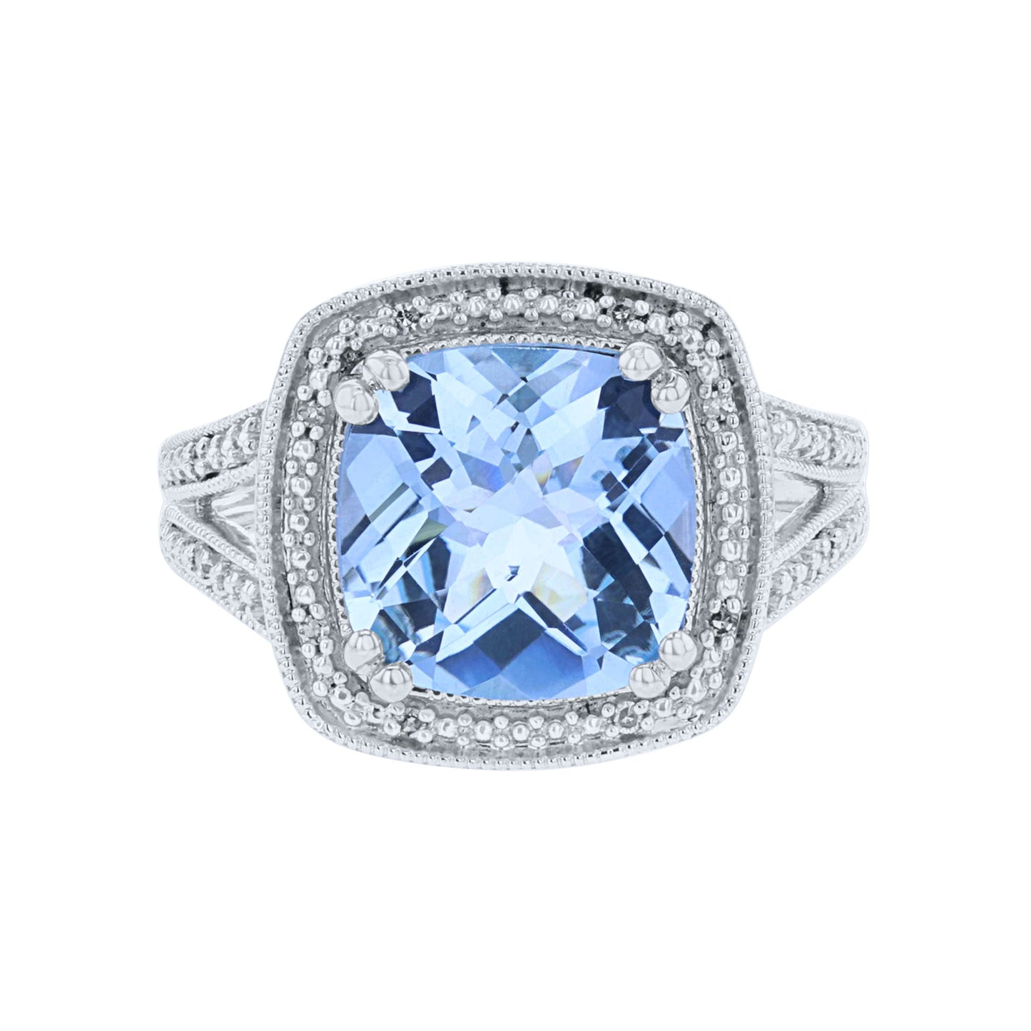 blue topaz silver ring front view