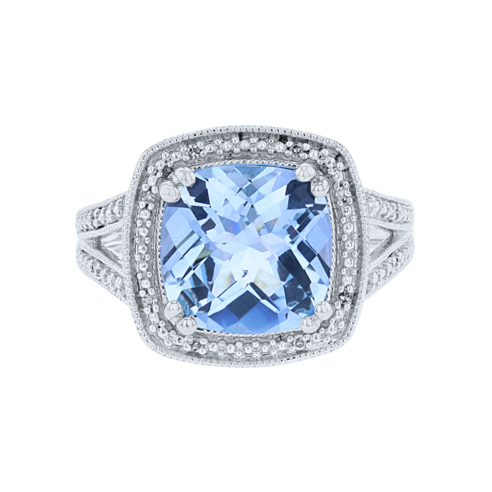 blue topaz silver ring front view