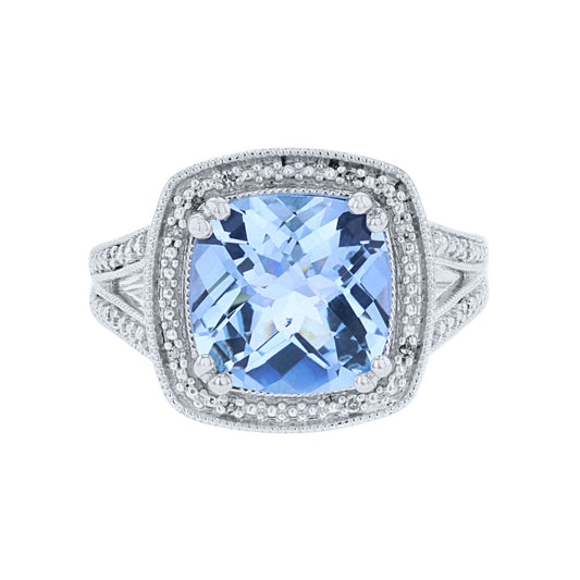 blue topaz silver ring front view
