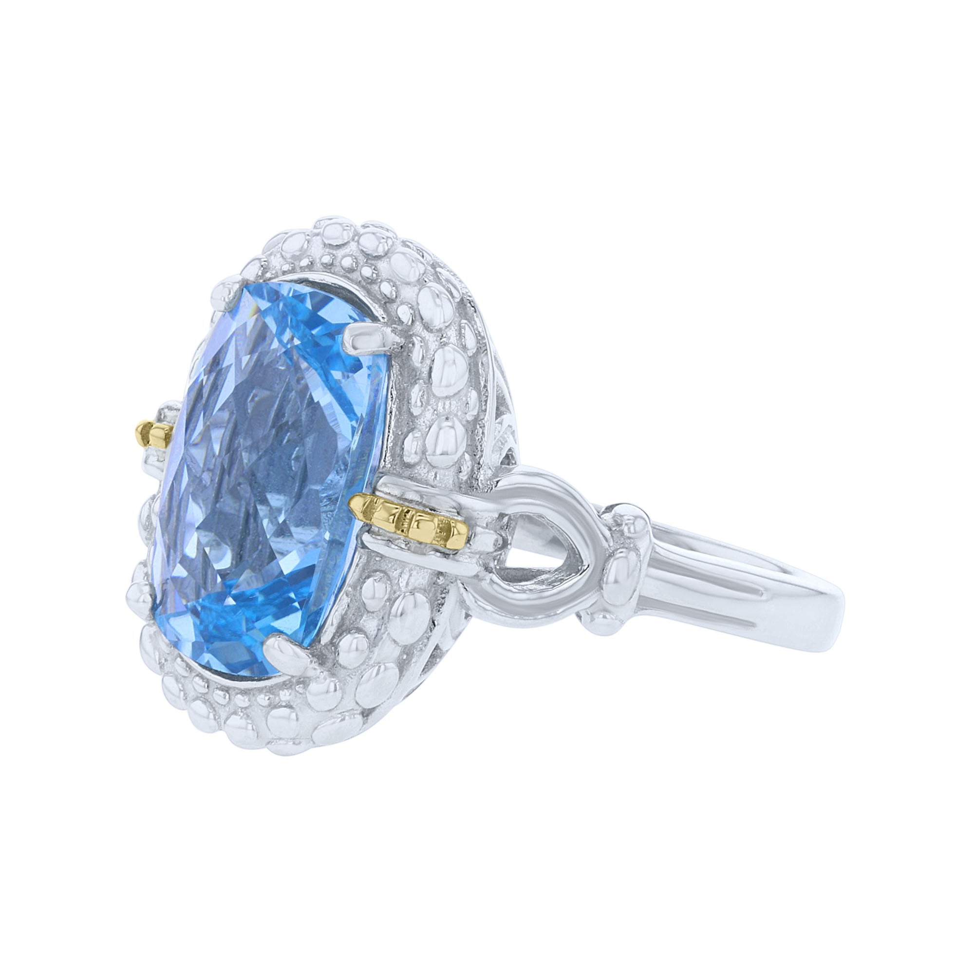 blue topaz silver ring side view