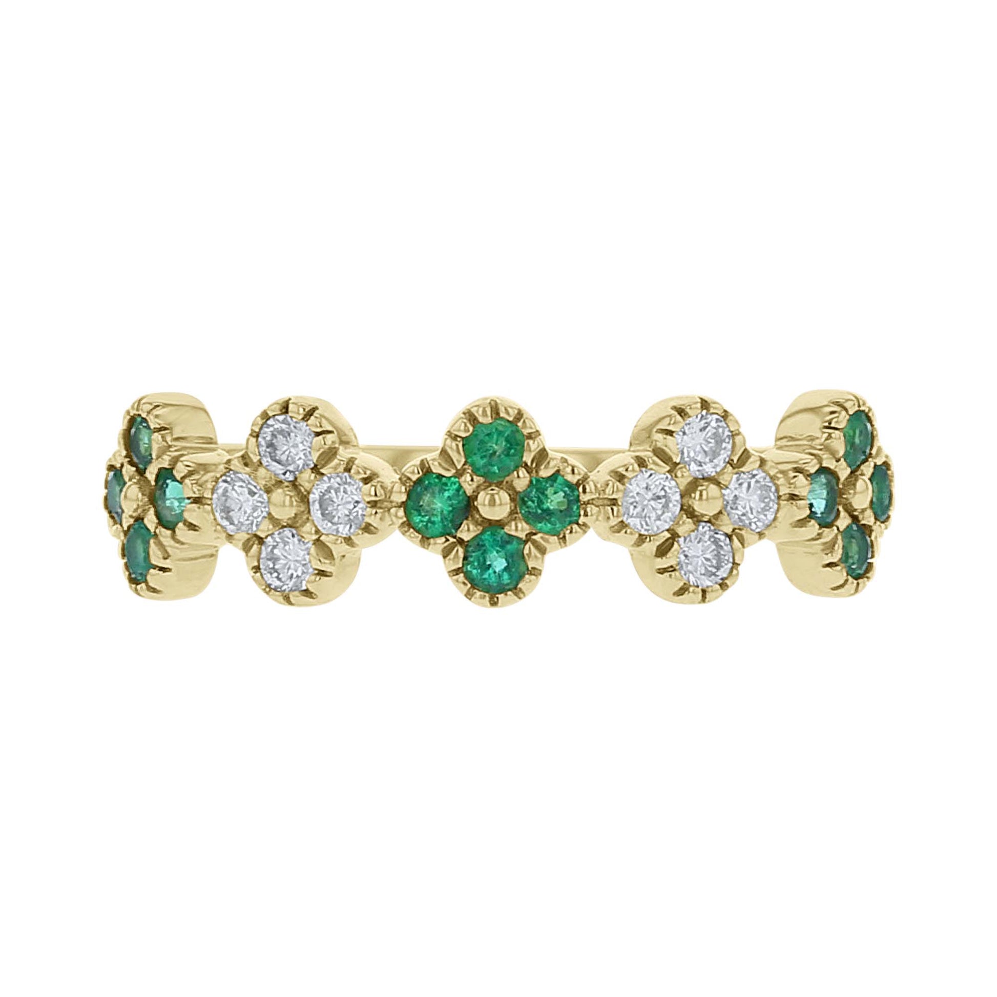 Ginny Emerald and Diamond Clover Ring