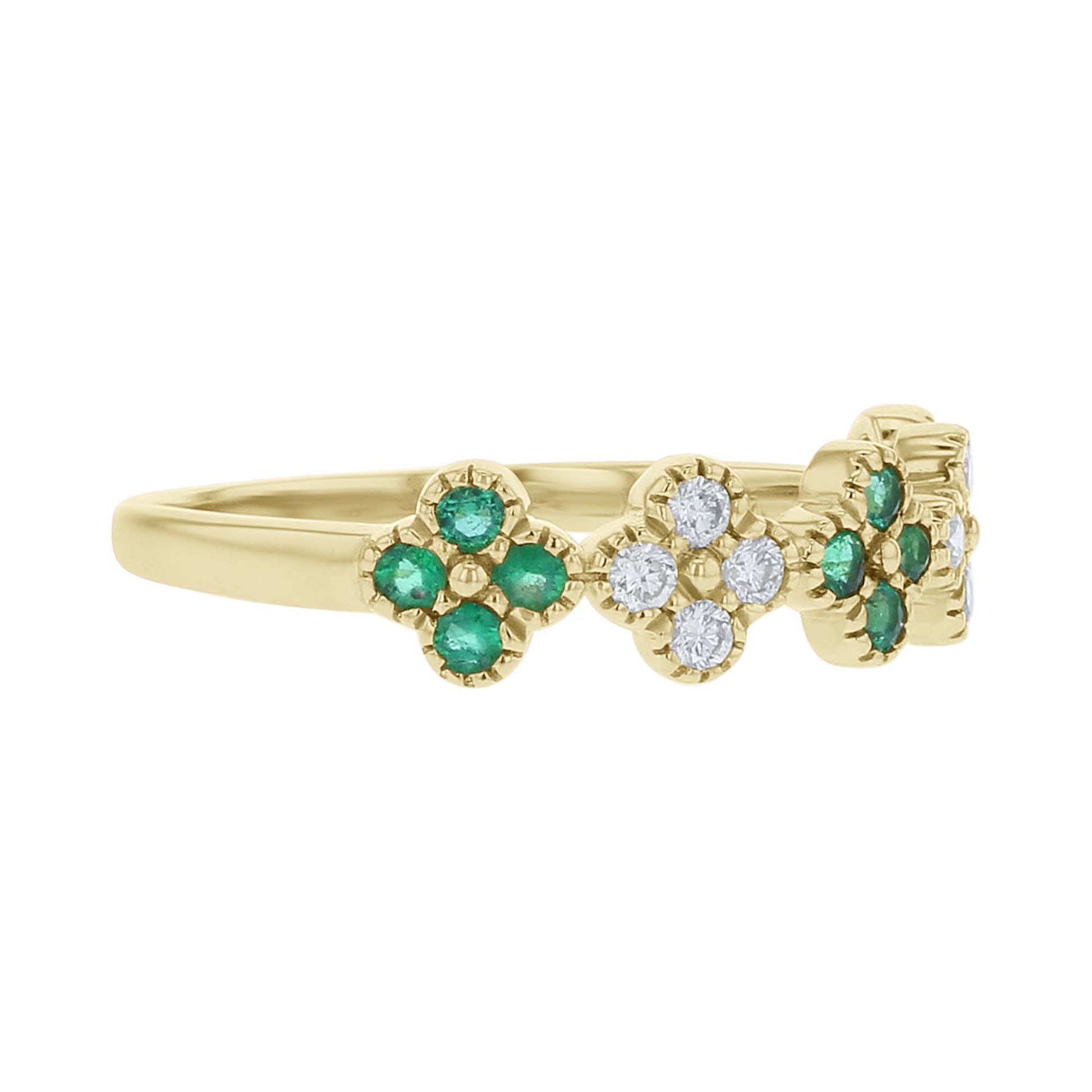 Ginny Emerald and Diamond Clover Ring