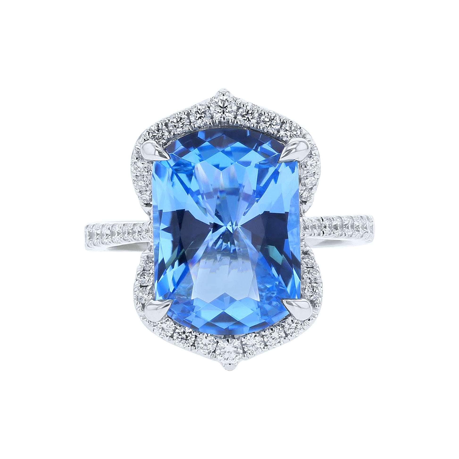 Cybele Blue Topaz & Diamond Claw Set Ring