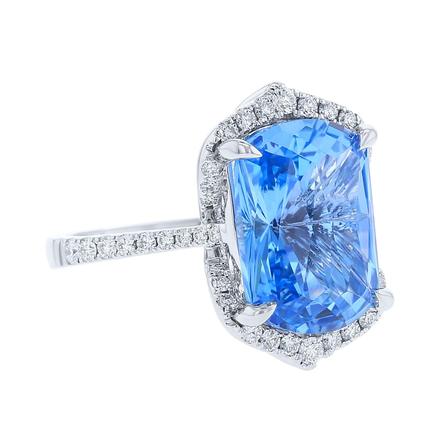 Cybele Blue Topaz & Diamond Claw Set Ring