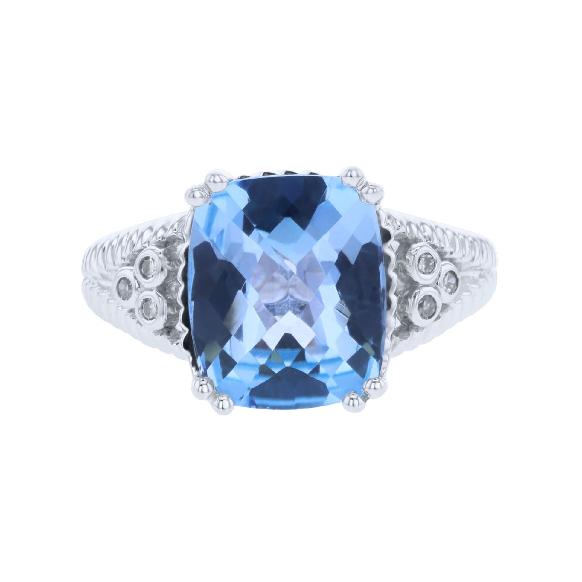 blue topaz silver ring front view