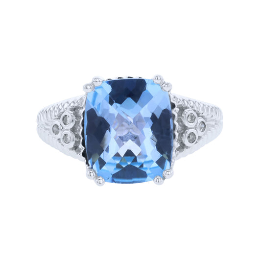 blue topaz silver ring front view