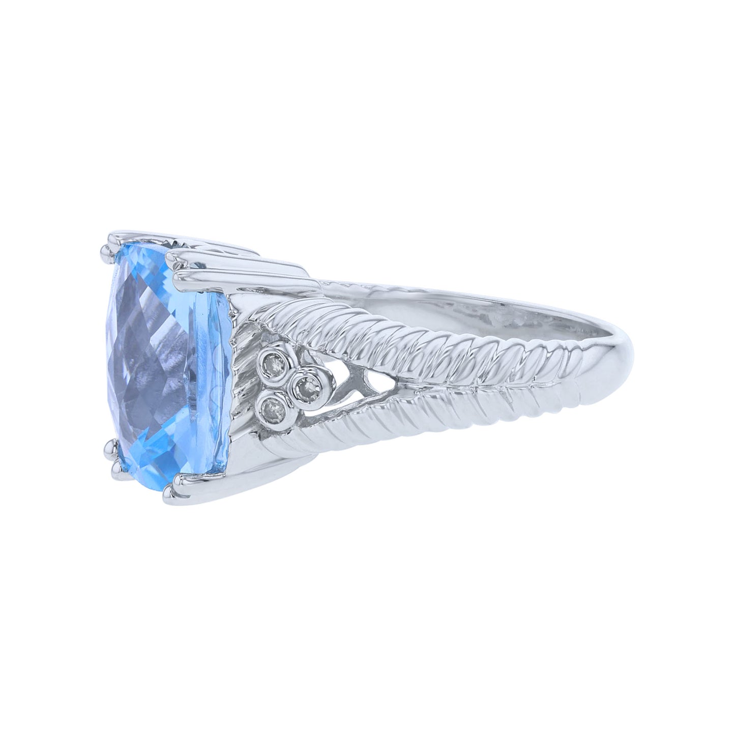 blue topaz silver ring side view