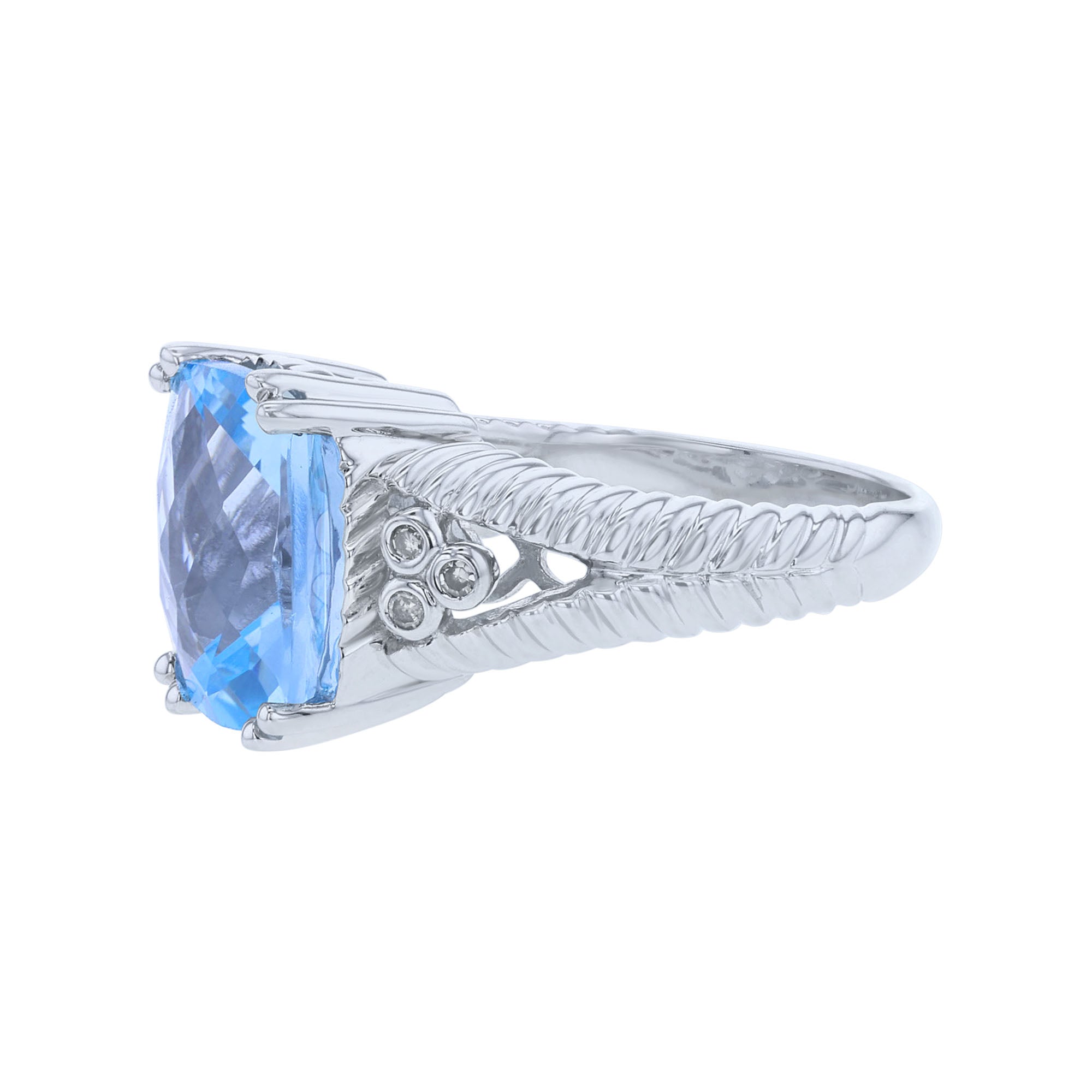 blue topaz silver ring side view