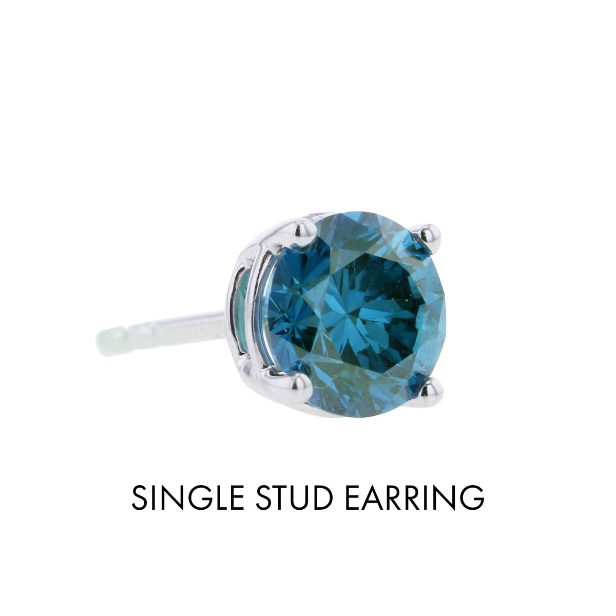 Sky Blue Diamond Stud Earrings 1/2ctw
